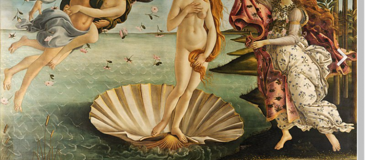 Imagen que muestra una captura con el cuadro 'El nacimiento de Venus' de Sandro Botticelli.